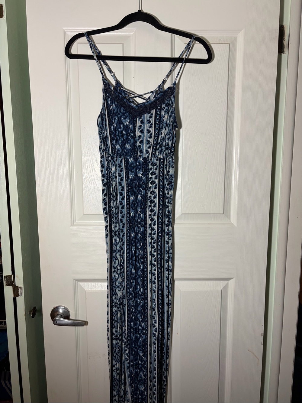 Mossimo Supply Co. Navy and White Patterned Maxi Dress